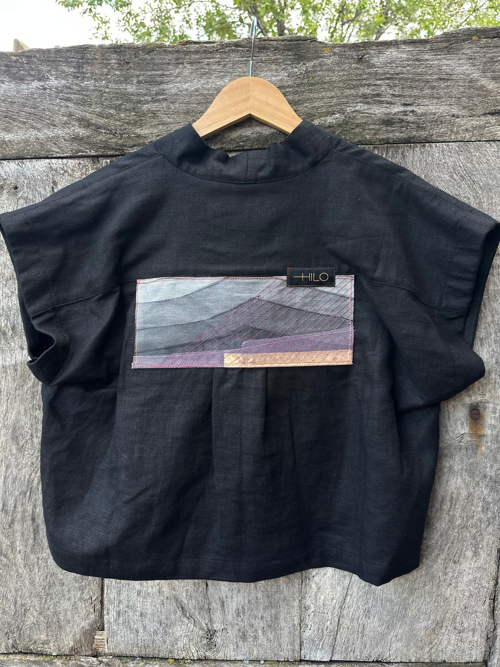 Boxy Cropped Shirt - Black - Chino Drill Fabric
