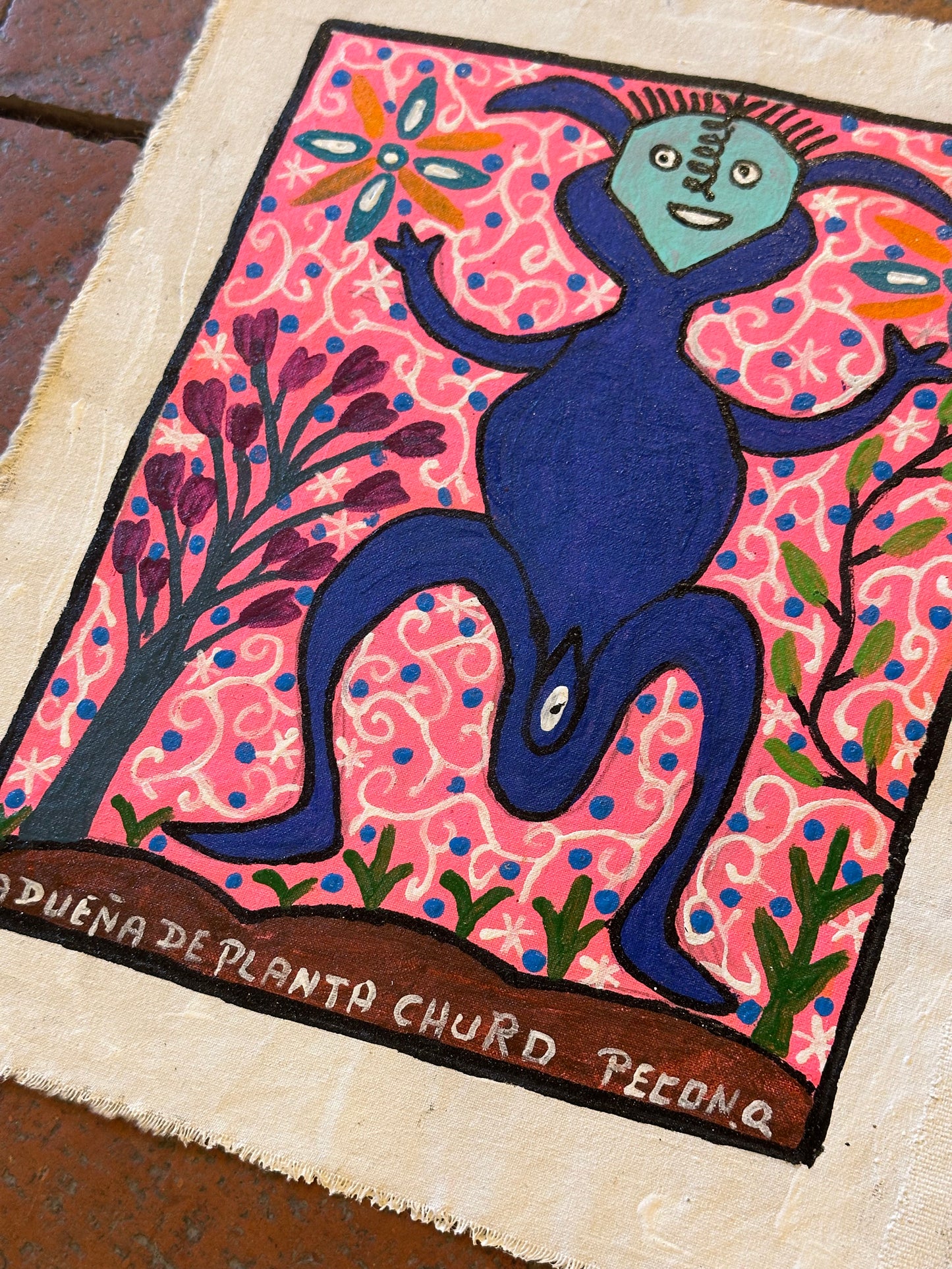 Dueña de Planta Churo ~ acrylic on canvas - 9.75x 11.25