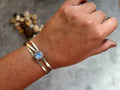 Rainbow Moonstone Stacked Cuff Bracelet