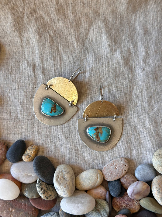 #8 Turquoise Earrings - Sterling Silver and Brass