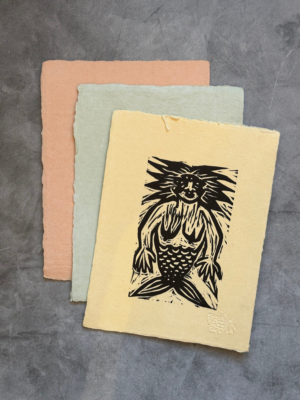 Sirena - linocut print 5" x 7"