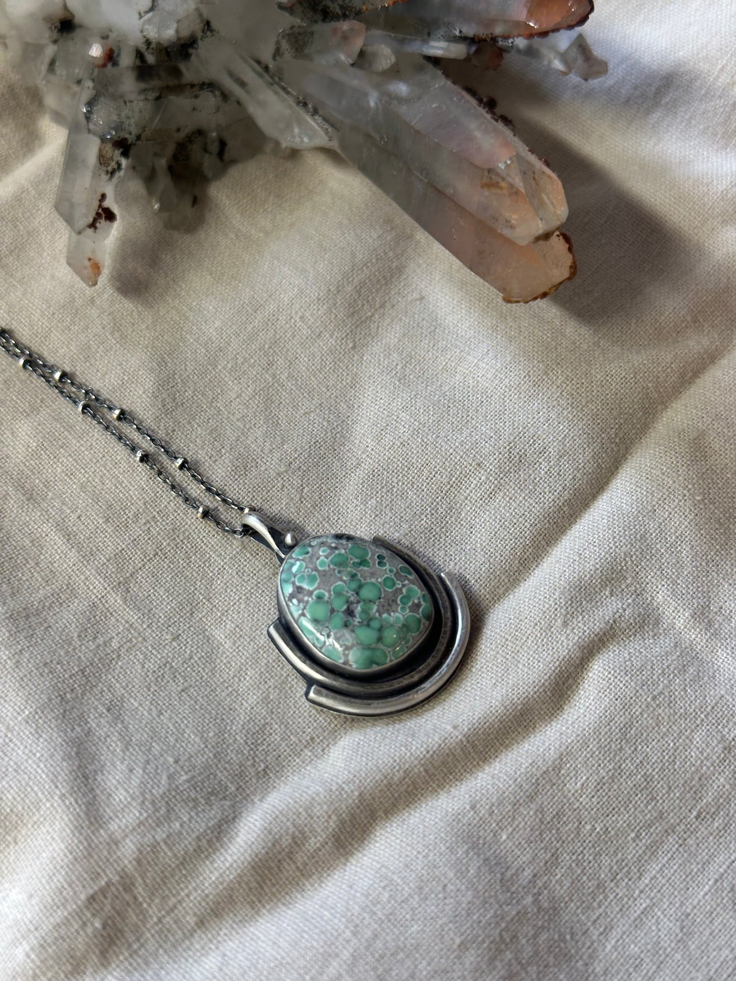Angel Wing Variscite Shield Necklace
