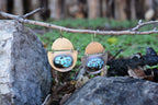 Hubei Turquoise Earrings - Sterling Silver and Corn Husk imprinted Brass