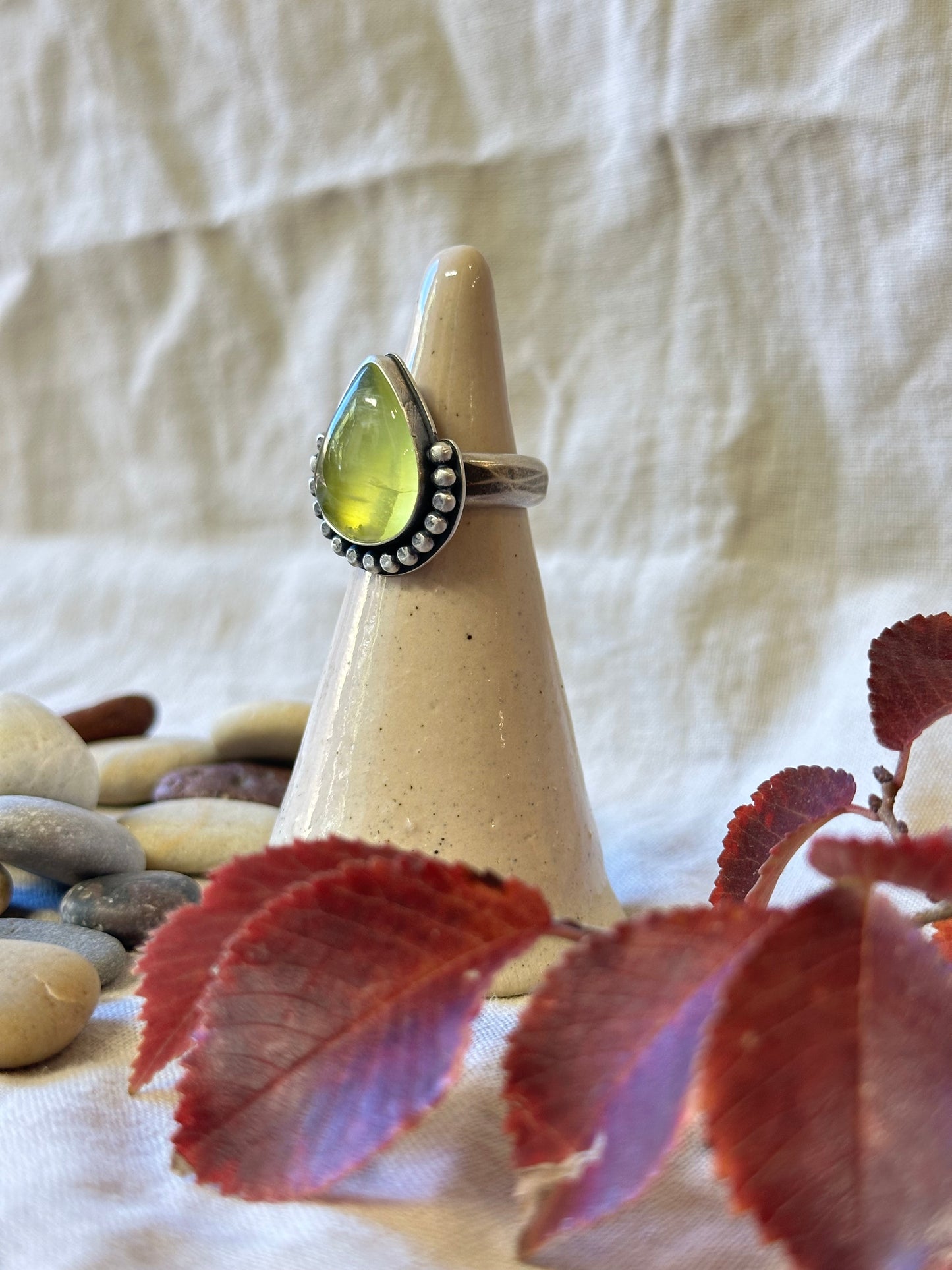 Yellow Chalcedony and Sterling Silver Ring ~ Size 6.5