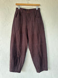 High Waisted Barrel Pants - Brown & turq stitch