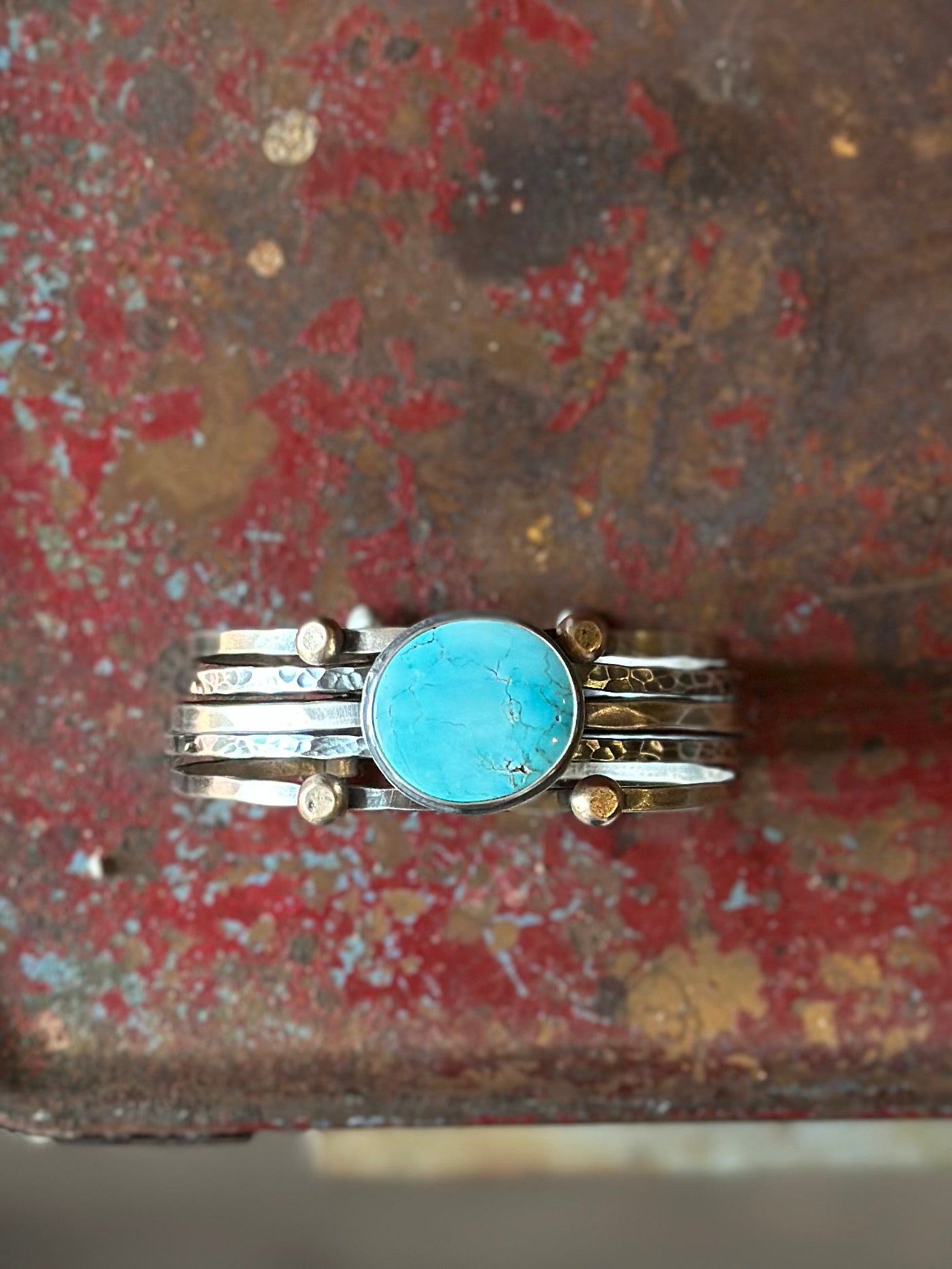 Reserved for KB ~ Morenci Turquoise Stacked Cuff Bracelet ~ Sterling Silver Bracelet