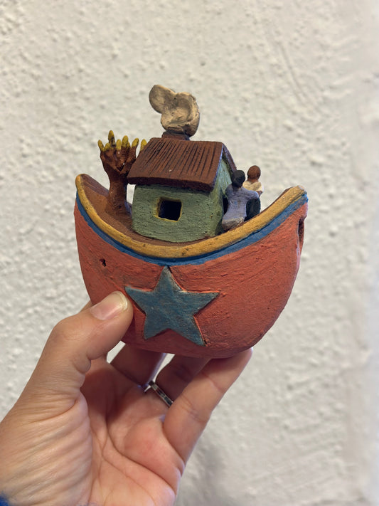 Pink Flute Boat ~ miniature Sculpture - assorted