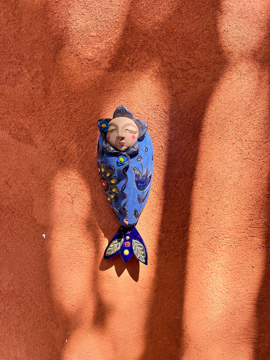 Blue Wawa with fish tail ~ Small ~ art wall sculpture