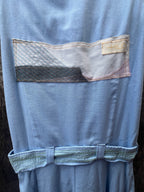 Buttoned Dress - Light Blue Linen - Sleeveless