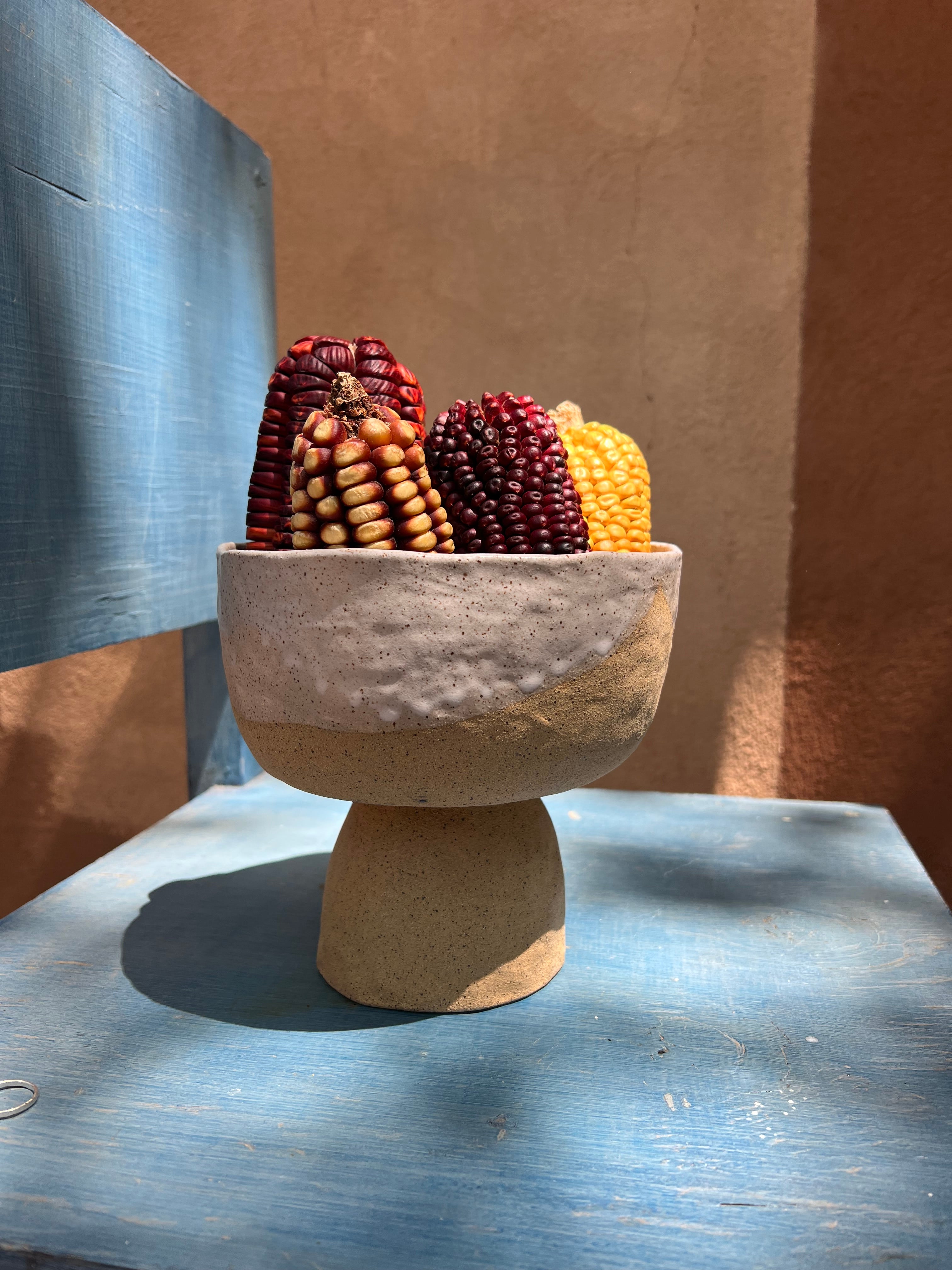 Off White Speckled - Ceramic Pedestal Bowl