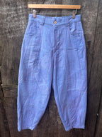 High Waisted Barrel Pants - Light Blue Denim and pink thread