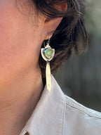 Nevada Turquoise Rain Earrings - Sterling Silver and Brass - Corn Husk Imprinted