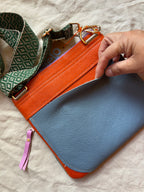 Crossbody Bag • Double Zip • Cream & Teal