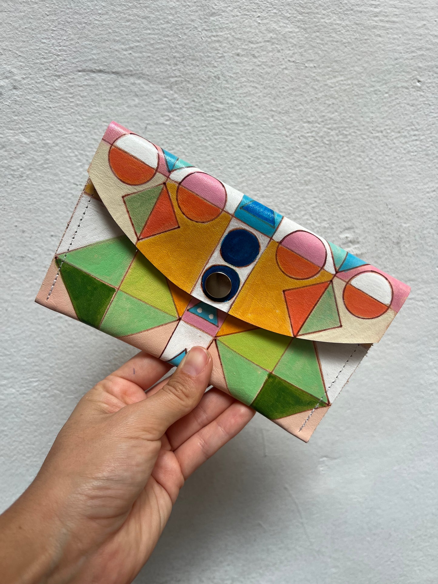 Medium Leather wallet - Handpainted - Multicolor