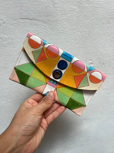 Small Leather wallet - Handpainted - Multicolor