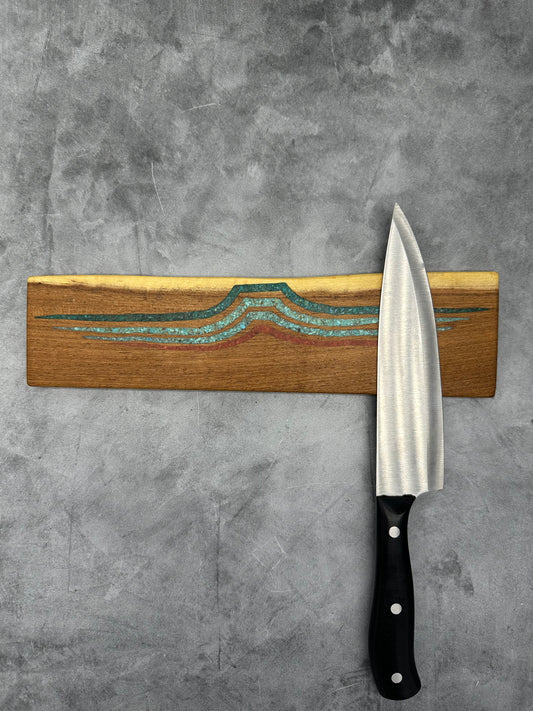 Knife block with Kingman turquoise & Coral inlaid