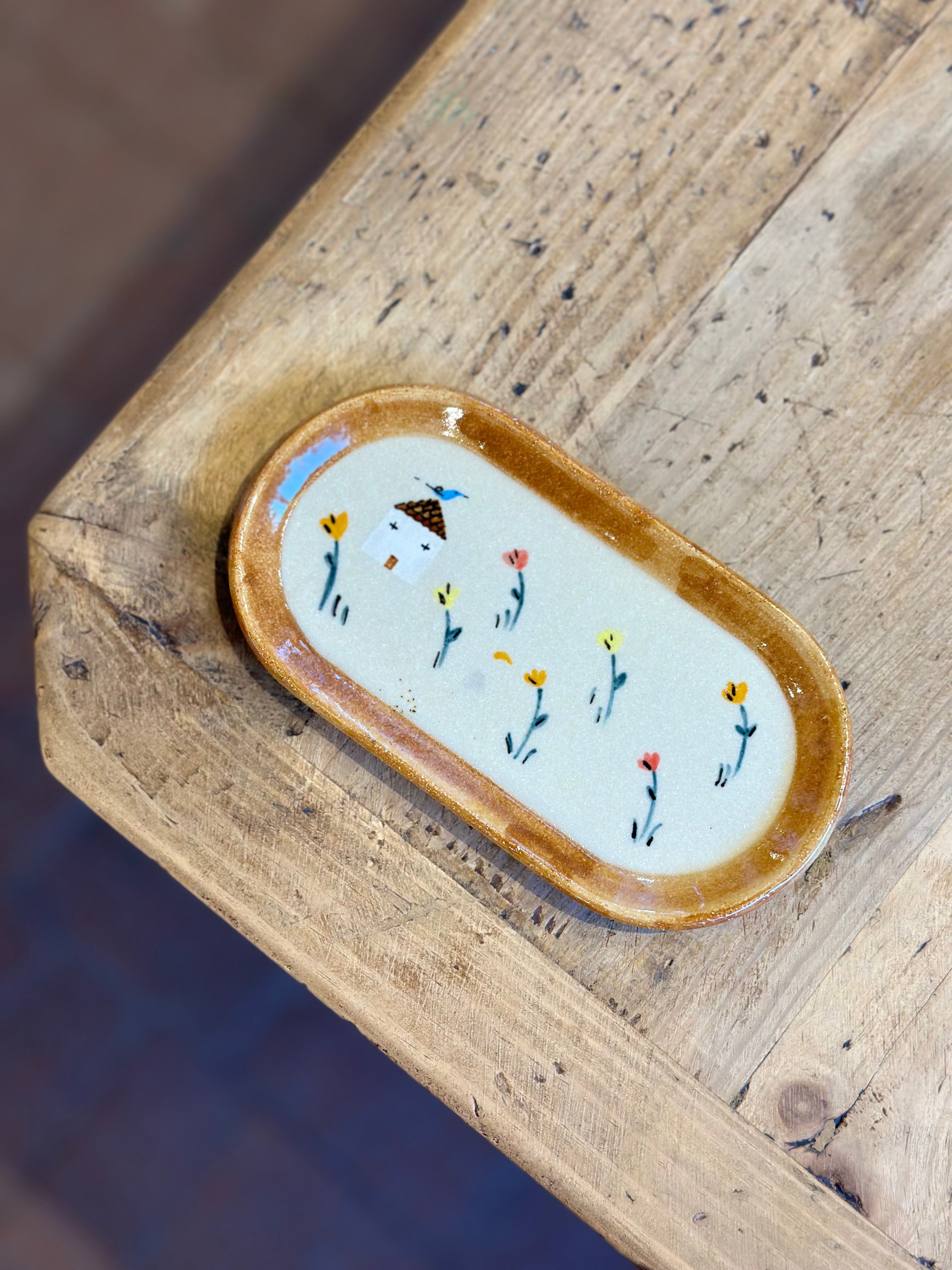 Oblong Tray with Illustrations- Ceramic Dish