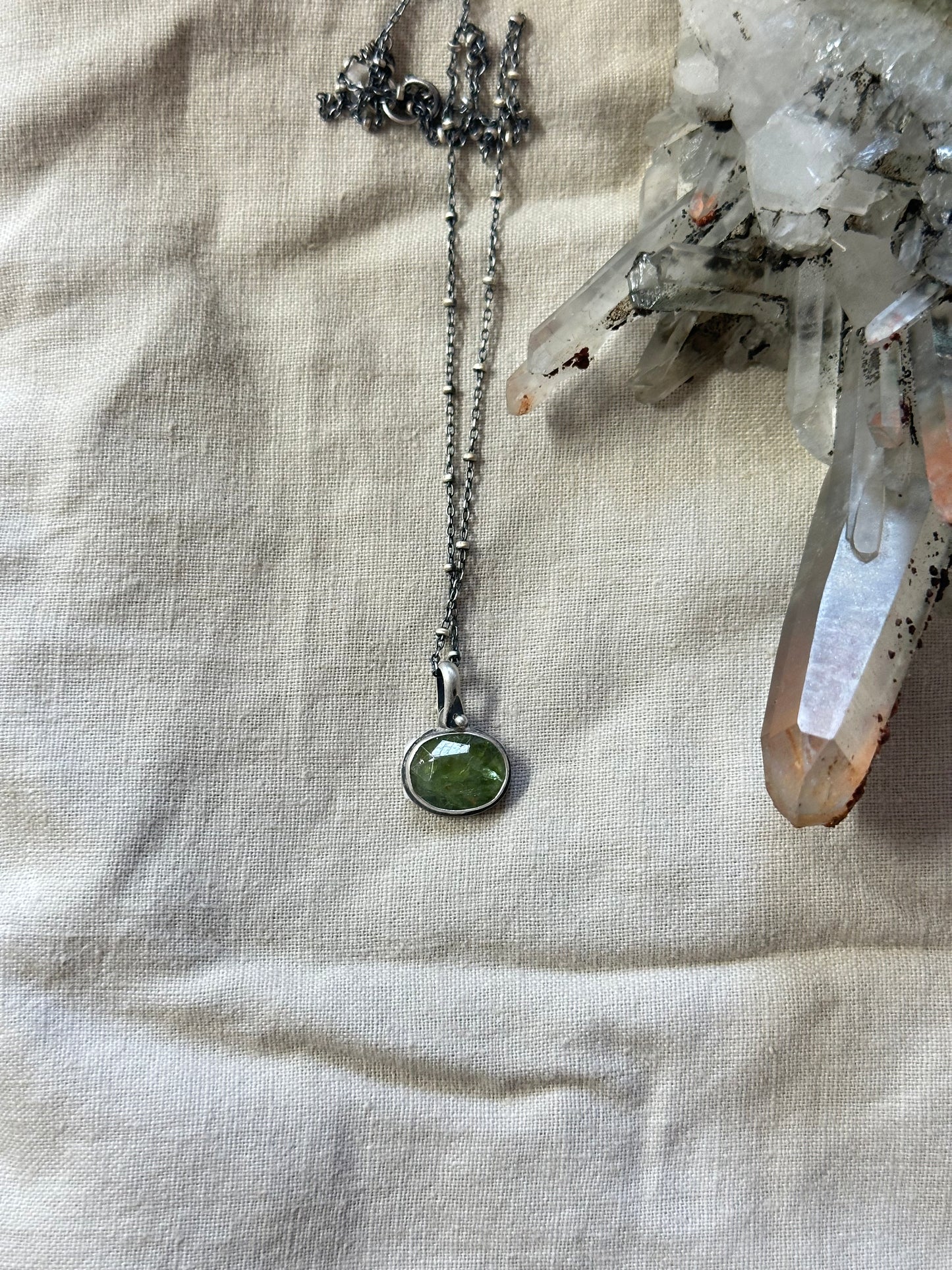 Green Kyanite Solitaire Necklace