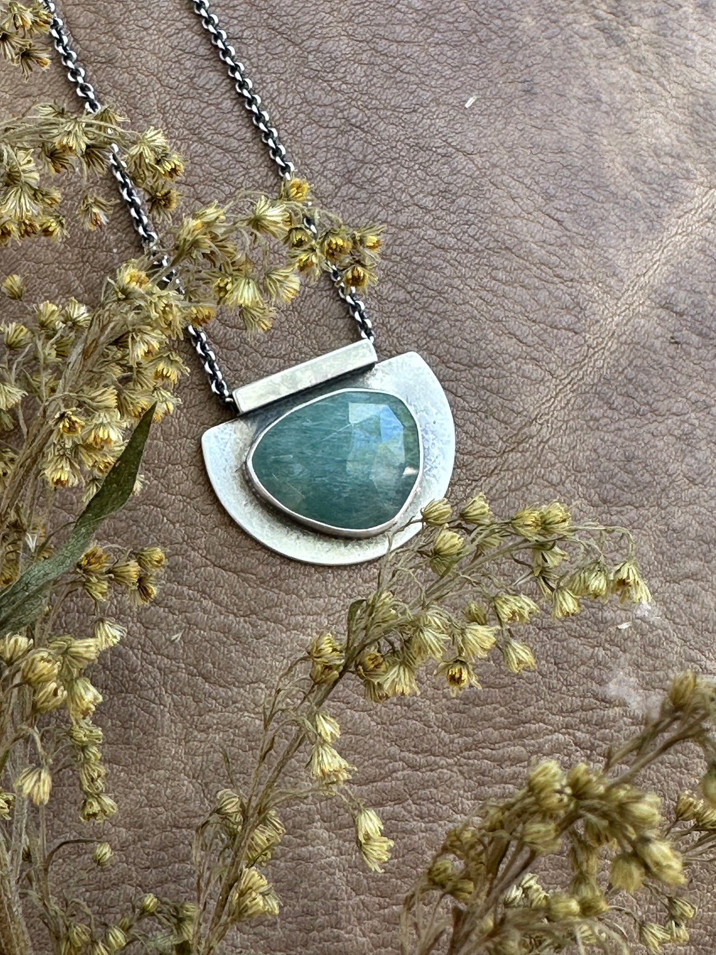 Aquamarine and Sterling Silver - Solitaire Necklace