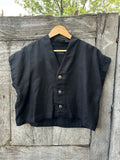 Boxy Cropped Shirt - Black - Chino Drill Fabric