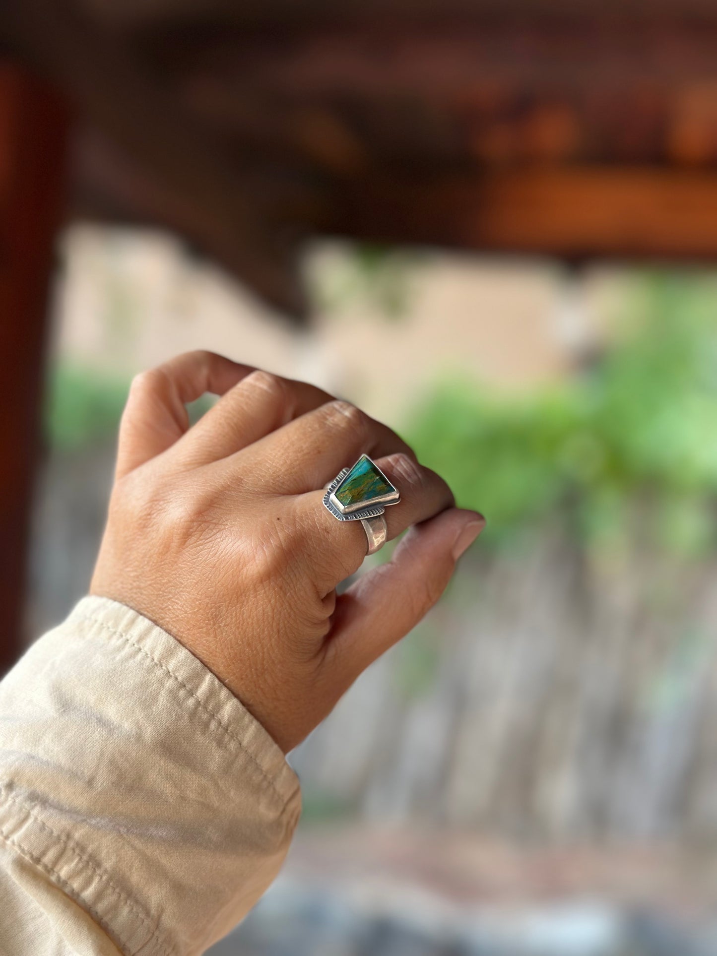Andean Opal - Sterling silver statement ring - 8