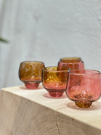 Nip cup ~ Amber & Peach ~ Blown glass