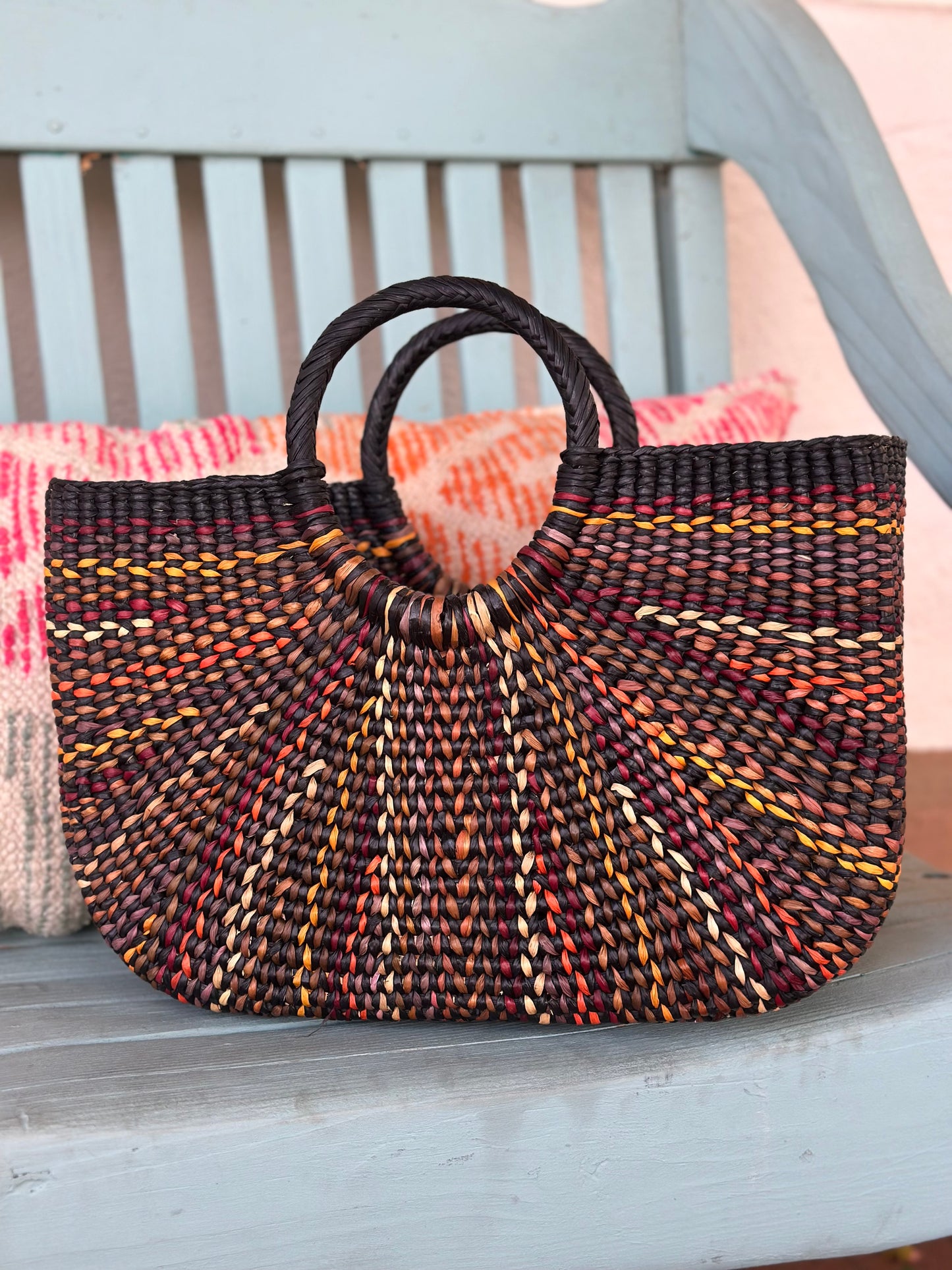 Hand basket ~ black and browns