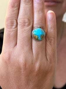 Royston Turquoise ~ sterling silver ring & 22k gold - Size 6.25