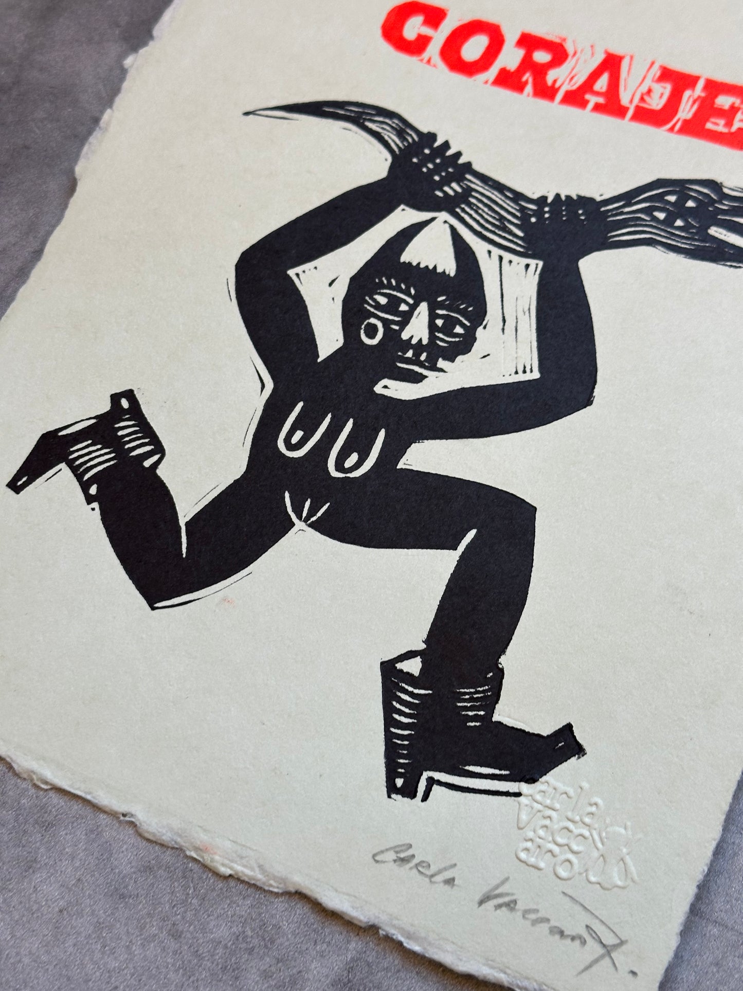 Diabla Coraje - Lino Print 8.5” x 11”