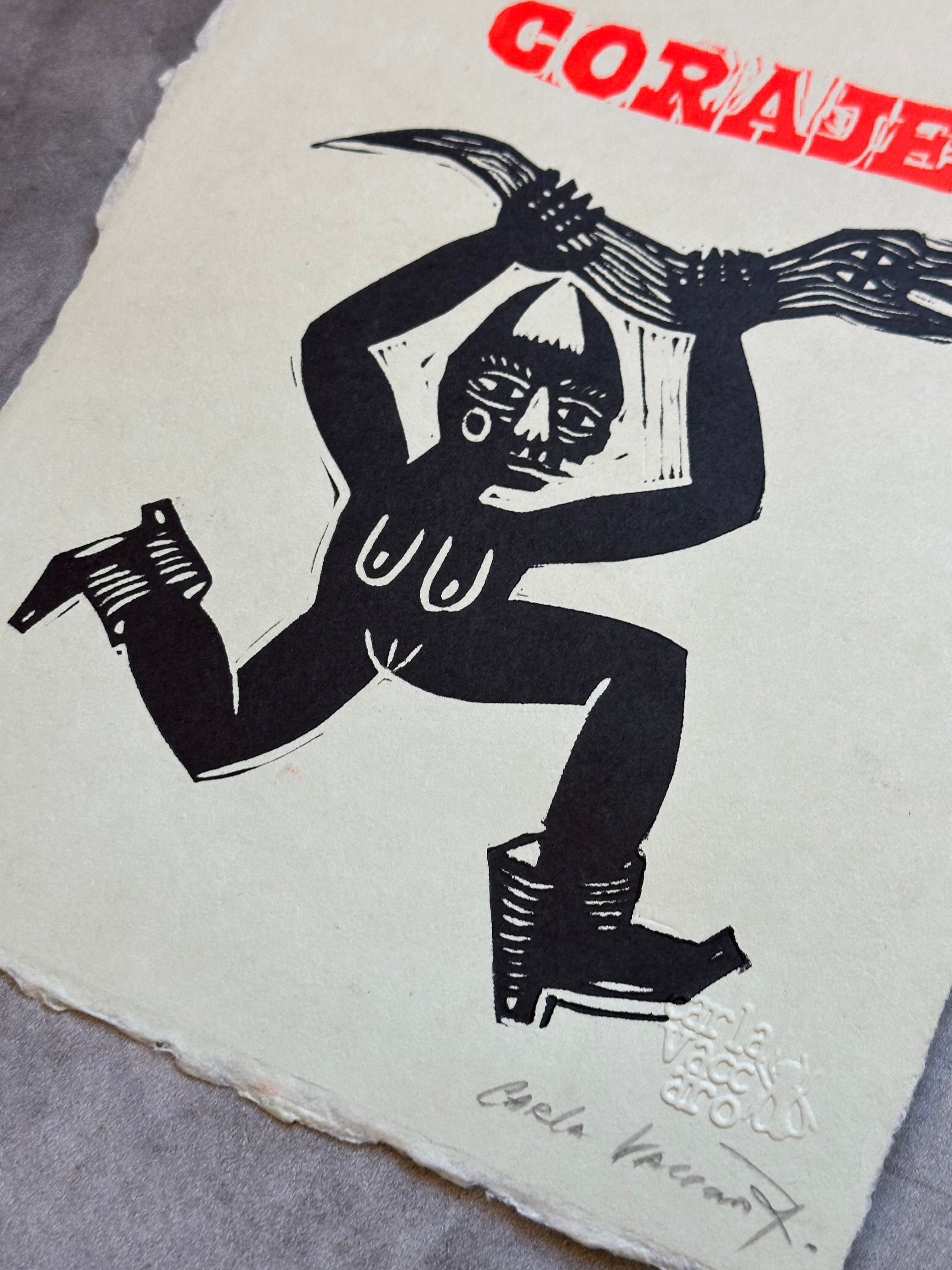 Diabla Coraje - Lino Print 8.5” x 11”