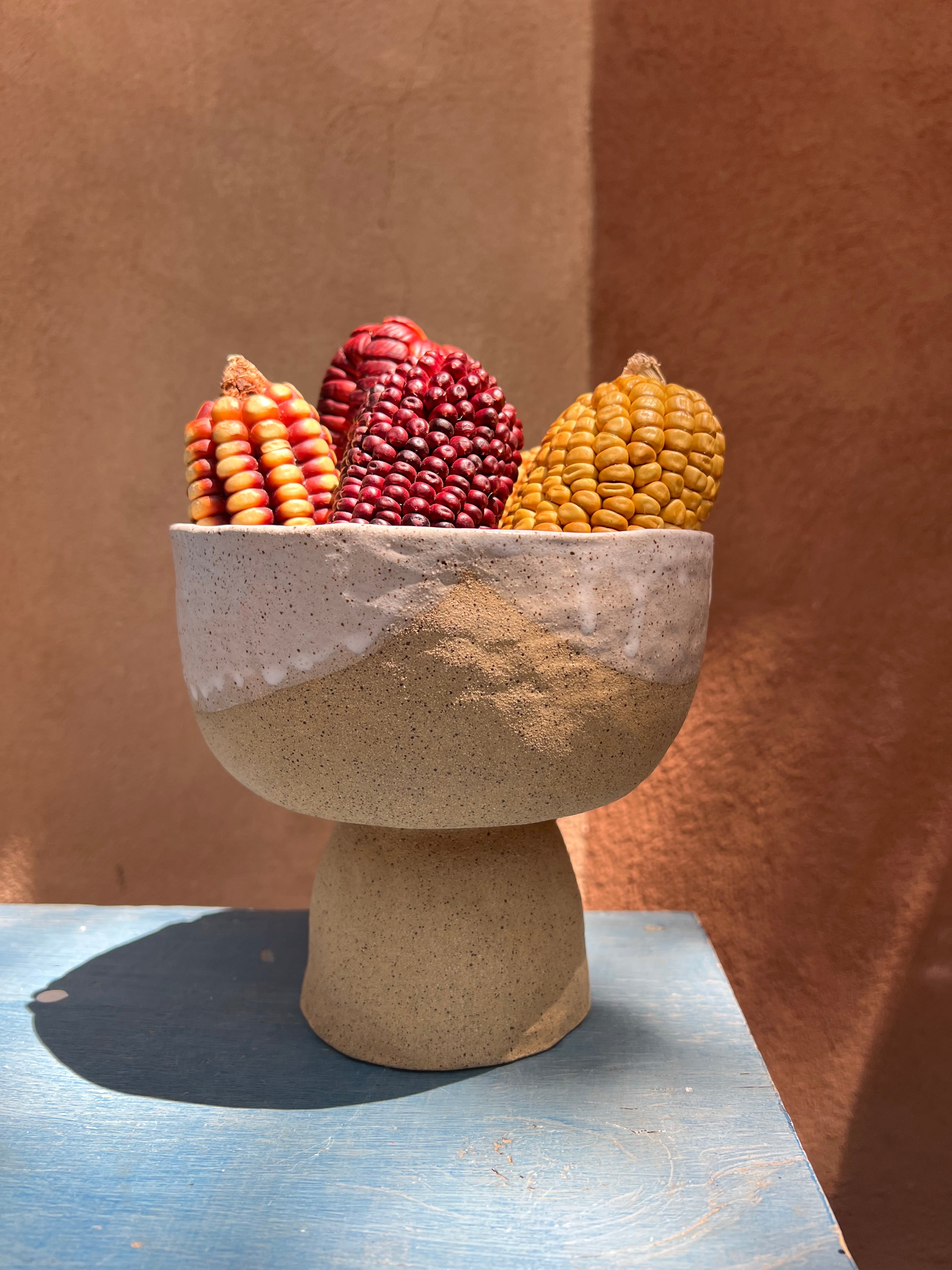 Off White Speckled - Ceramic Pedestal Bowl