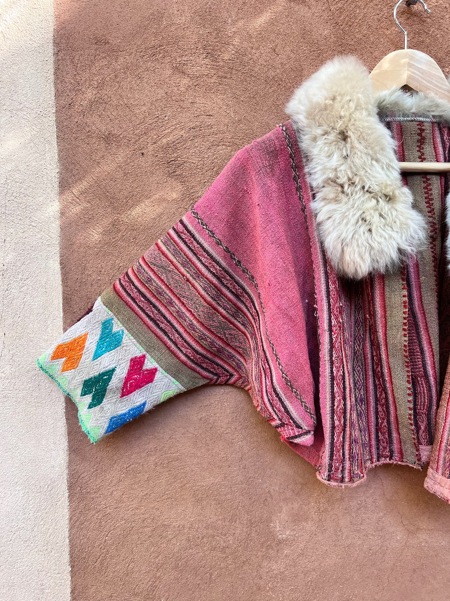 Upcycled Cropped Jacket - Bat Sleeves - Alpaca Wool