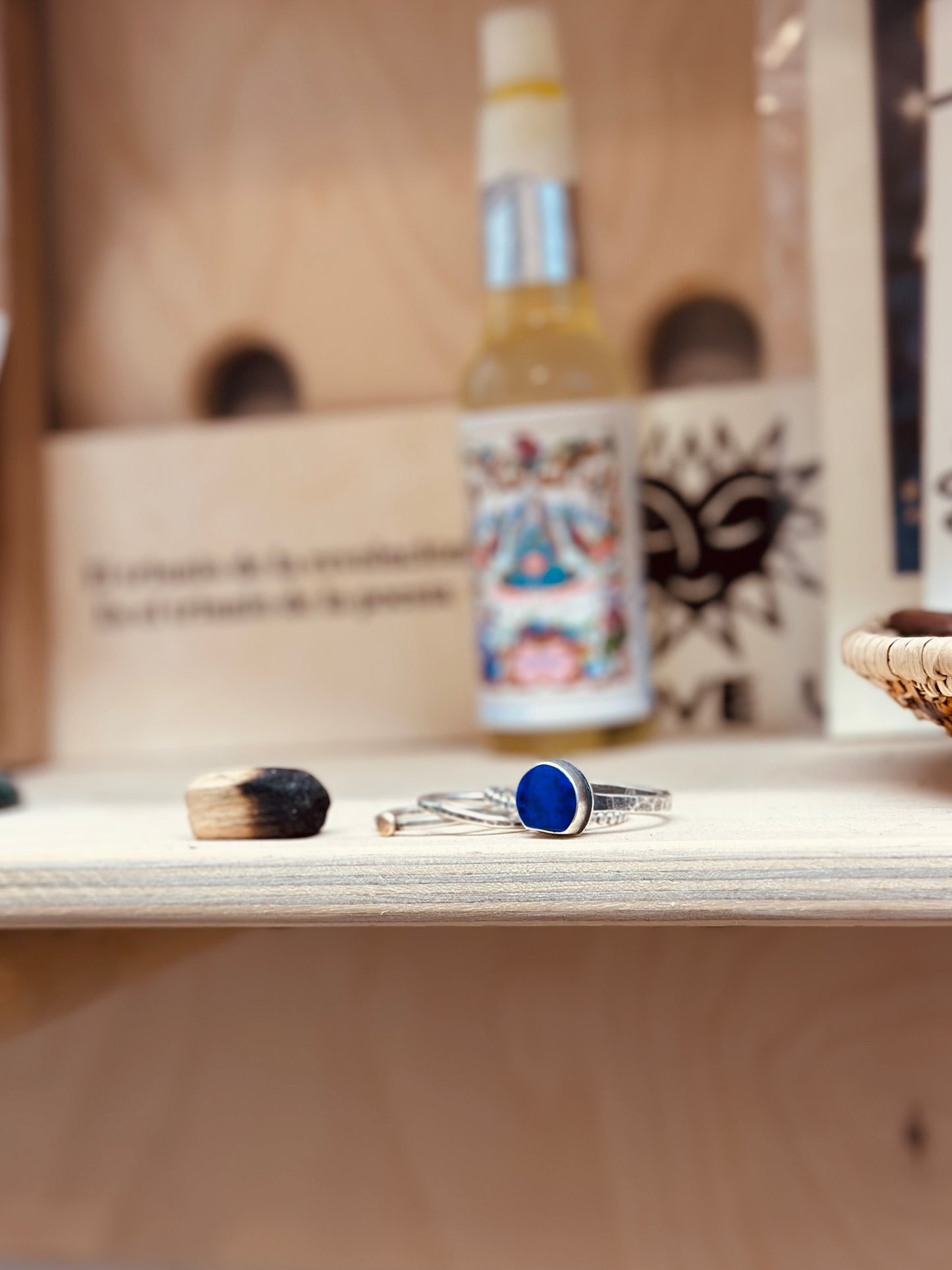 4-piece Lapis Lazuli and Sterling Silver • stackable ring set • set fits size 8.5