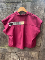 Boxy Cropped Shirt - Burgundy Cotton
