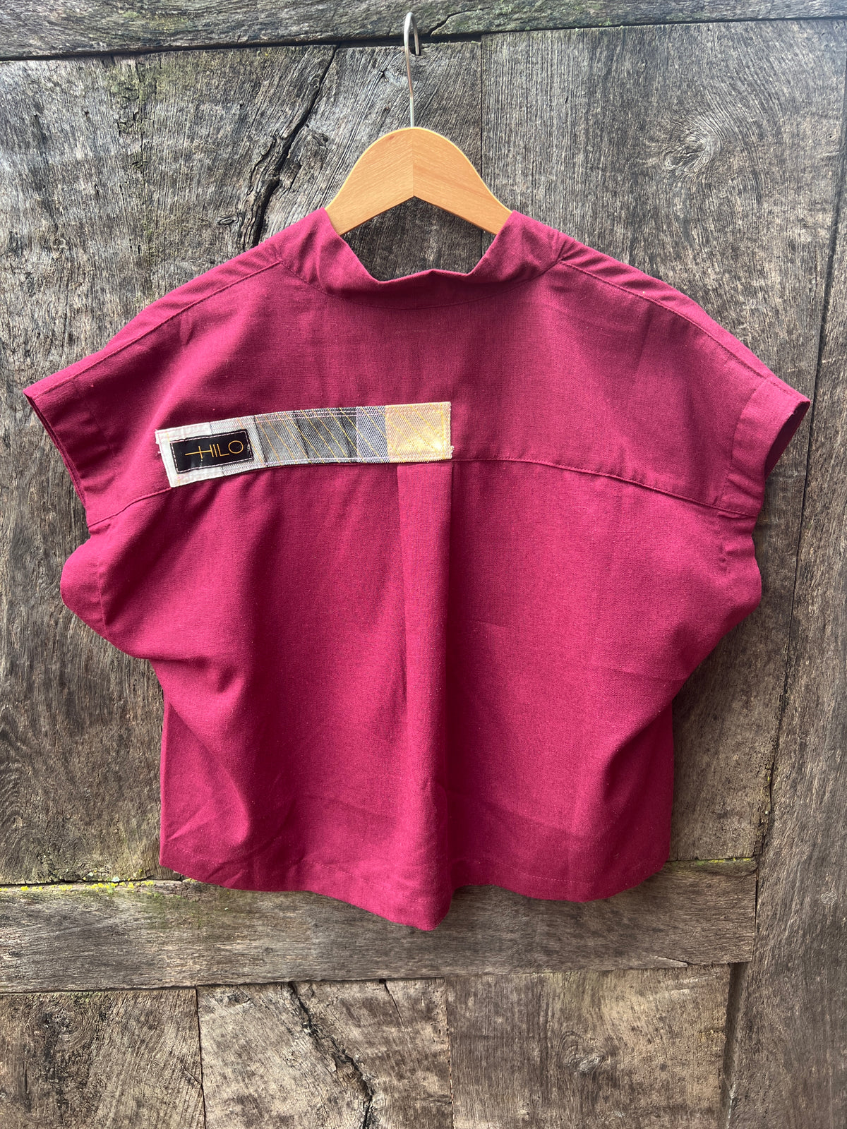 Boxy Cropped Shirt - Burgundy Cotton