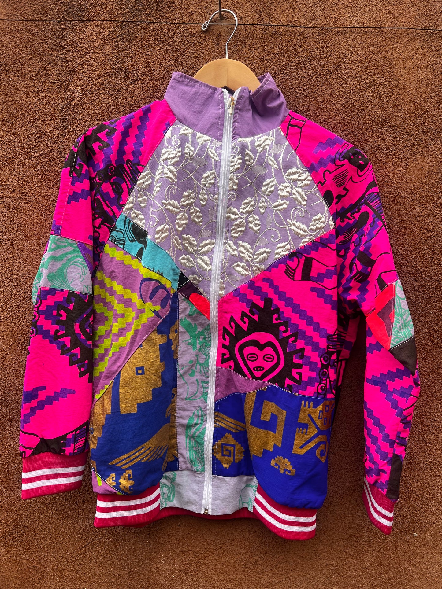 Upcycled windbreaker ~ screen printed ~ medium