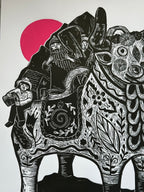Torito con Musicos - Linocut 14”x19.5”