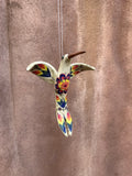 Medium Hanging Hummingbird with Flower Design - Clay Sculpture