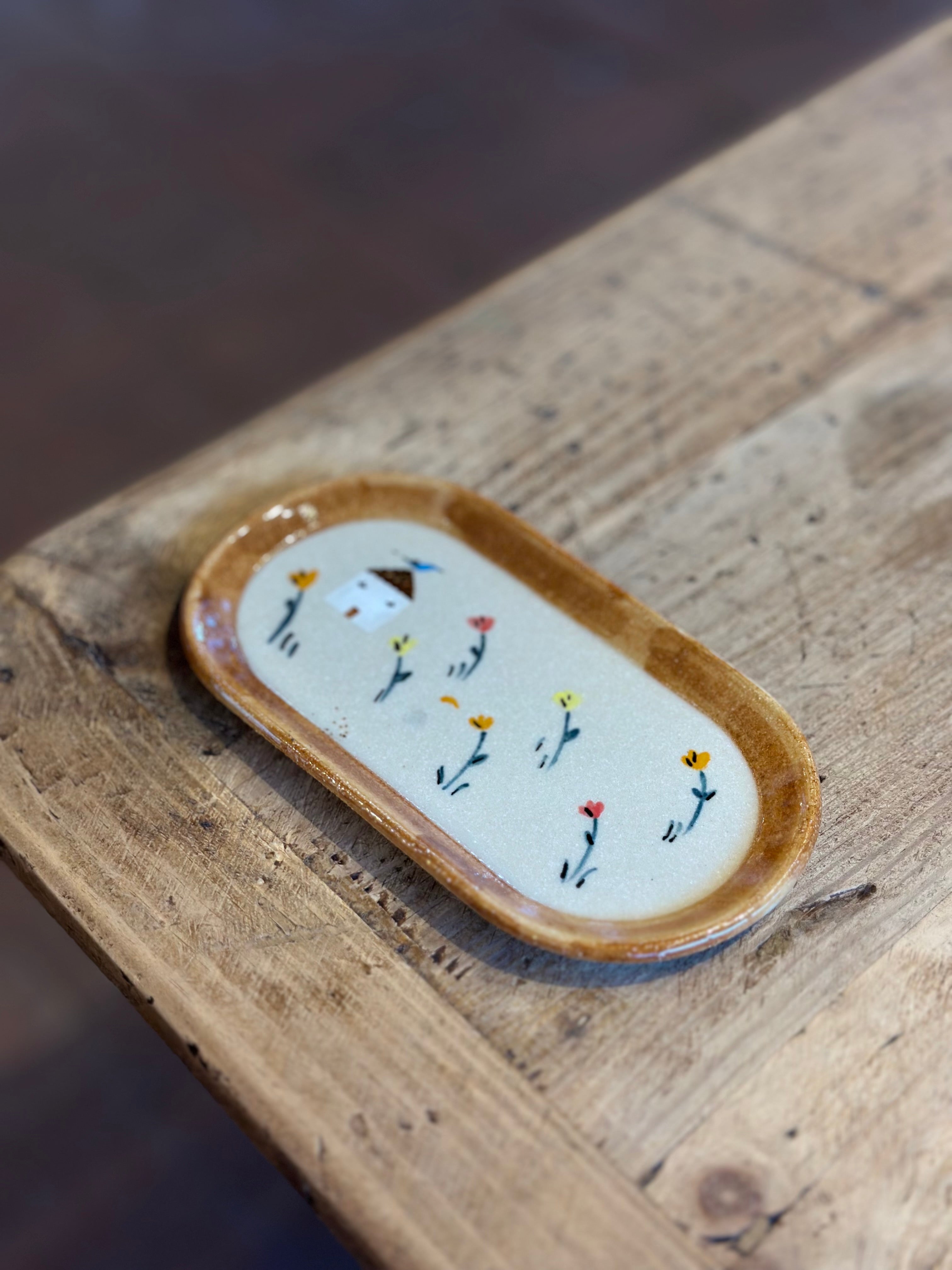Oblong Tray with Illustrations- Ceramic Dish
