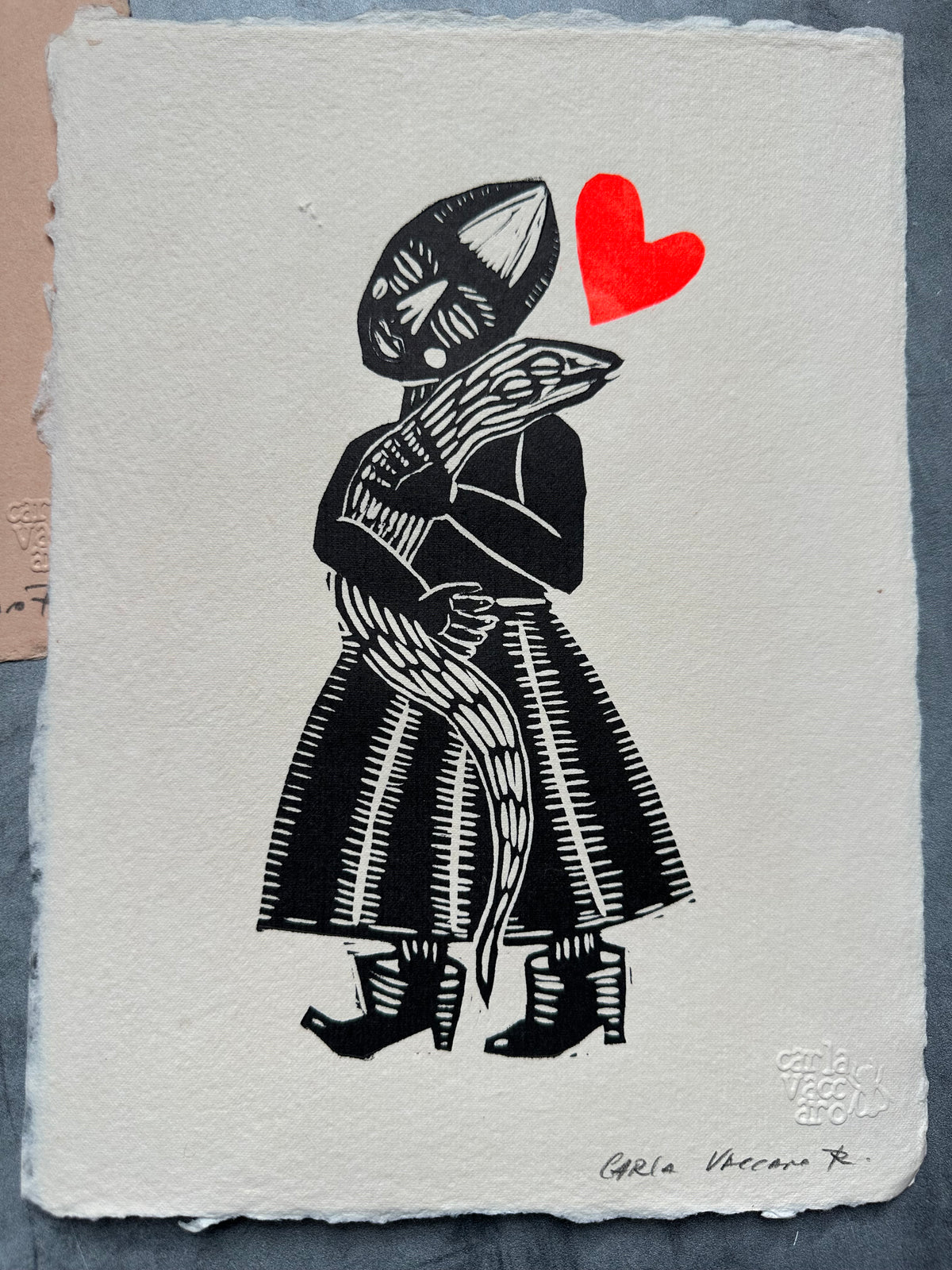 Diabla Corazon - Lino Print 11" x 8"