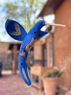 Medium Hanging Hummingbird with Tulip Design - Clay Sculpture