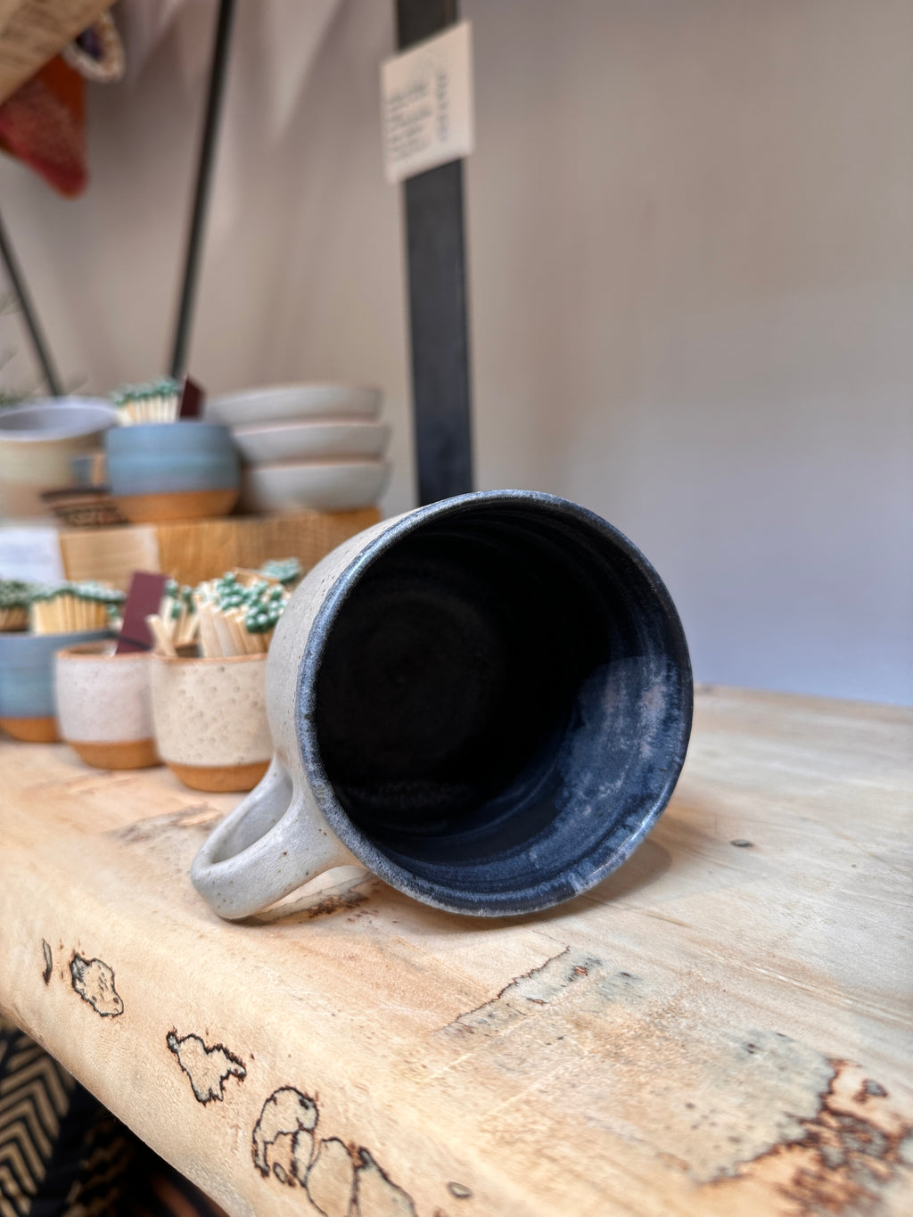 Mug - stone white matte + blue interior