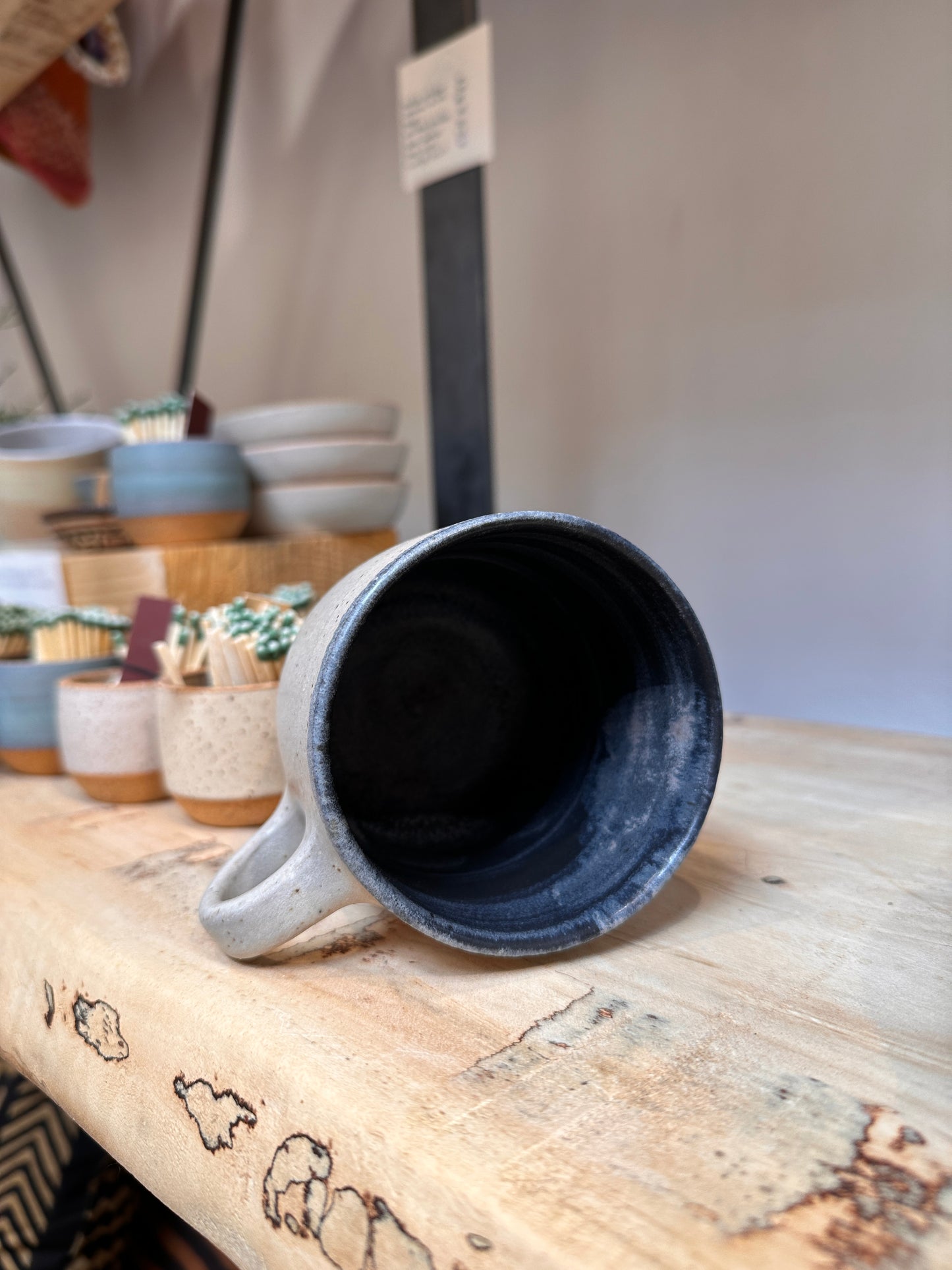 Mug - stone white matte + blue interior