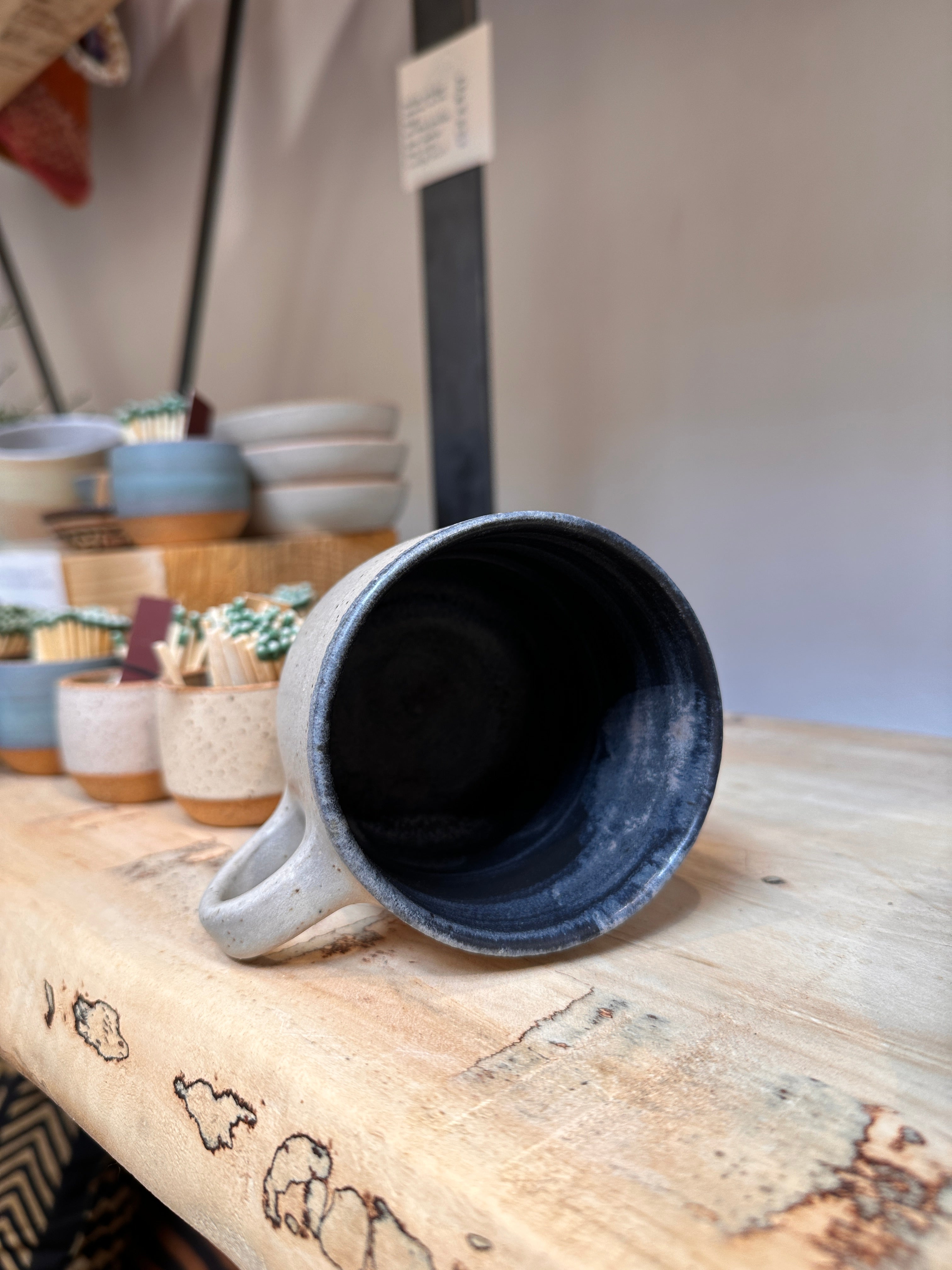 Mug - stone white matte + blue interior