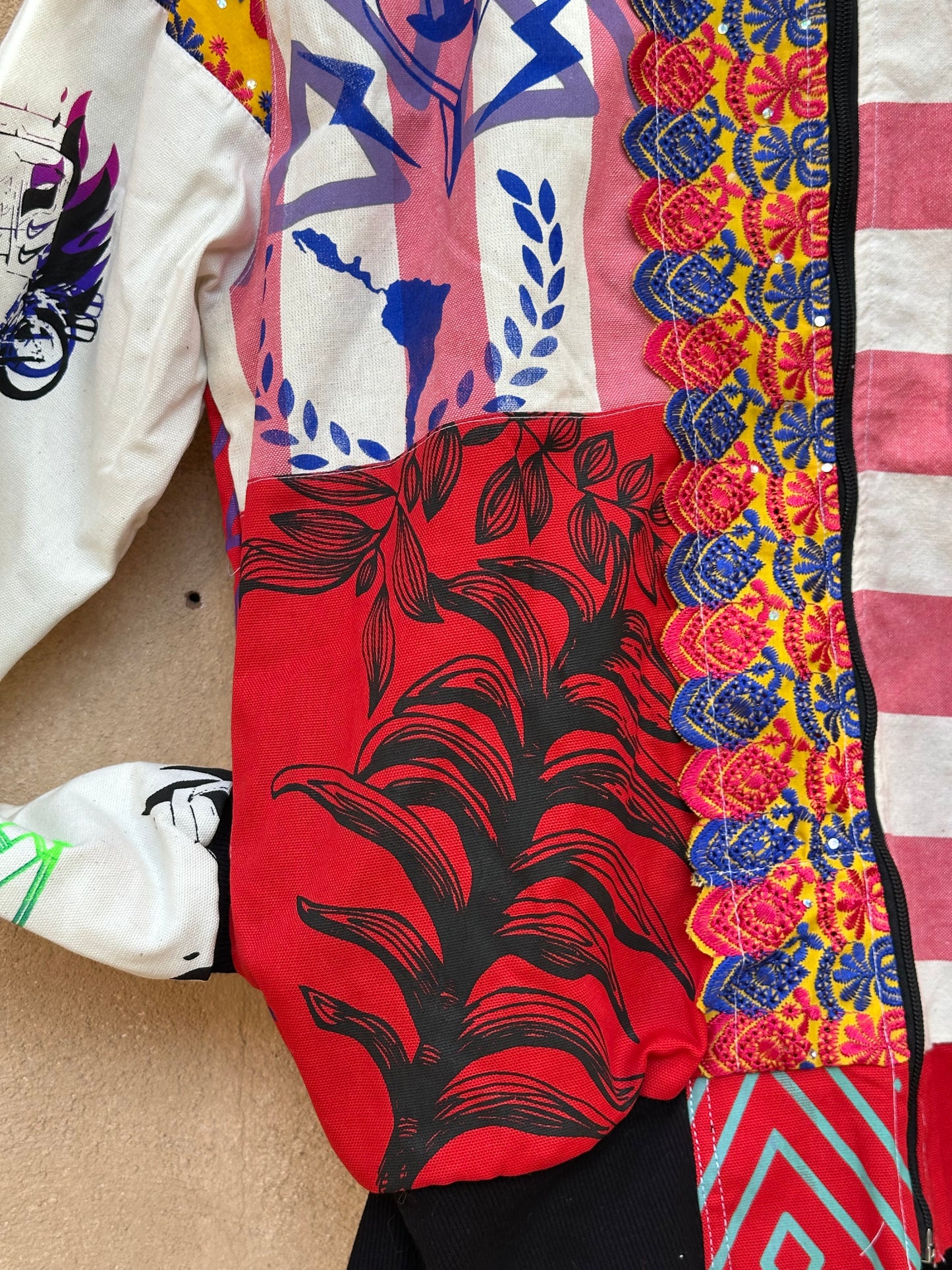 Upcycled Jacket ~ Screen Printed ~ Large