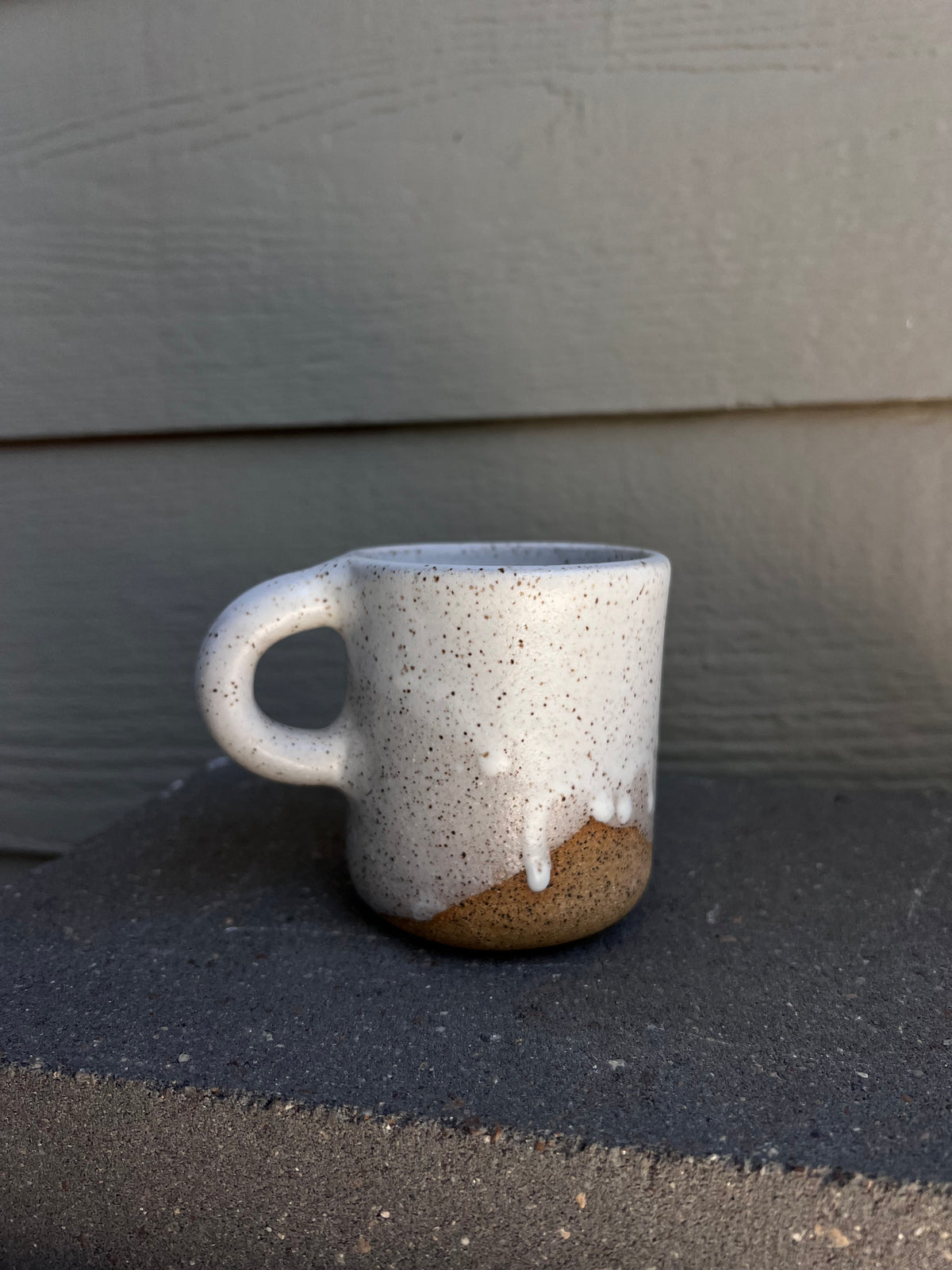 Off White Speckled Mug - coiled handle - 2 versions