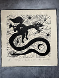 Cantando se Ahuyenta la Pena - Lino Print 15.5” Square