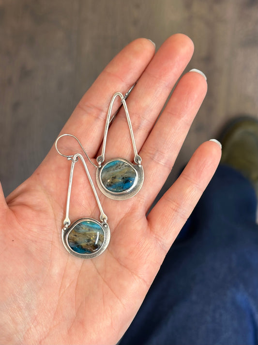 Peruvian Opal Dangling Earrings - sterling silver