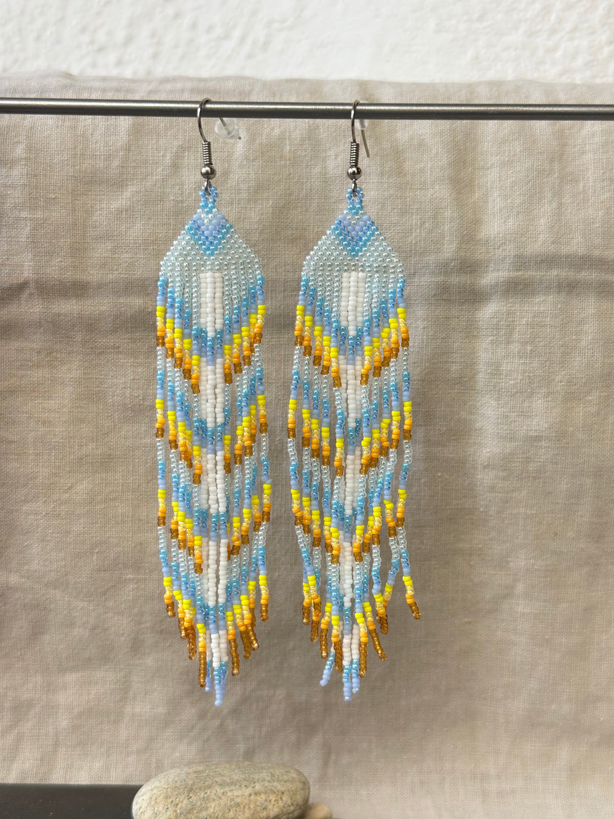 Beaded earrings - snow & sunset