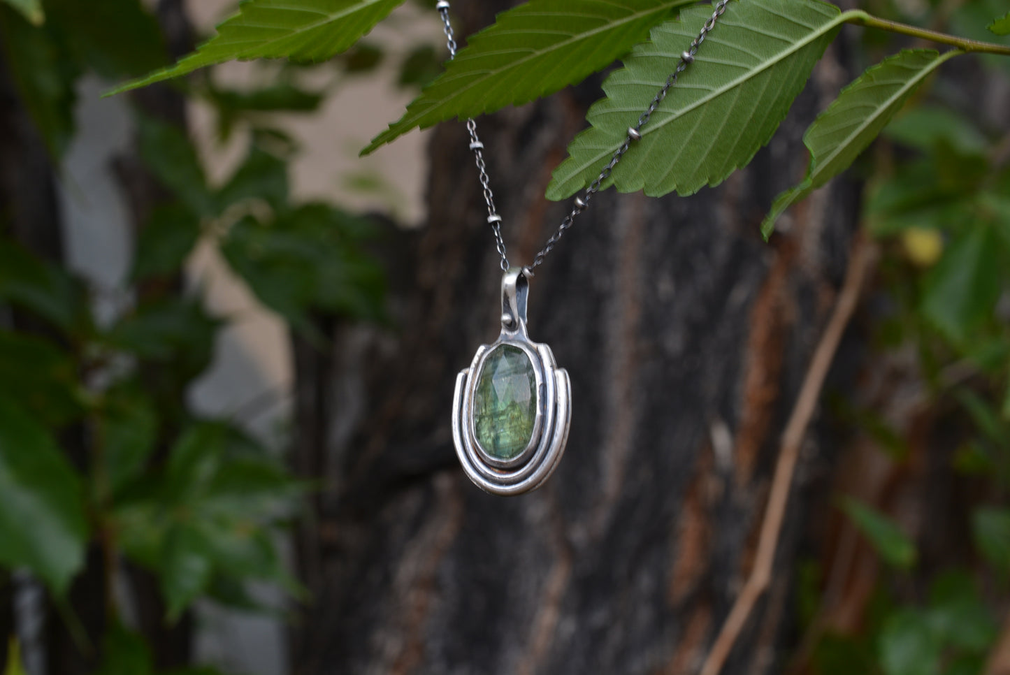 Green Kyanite & Sterling Silver ~ Necklace